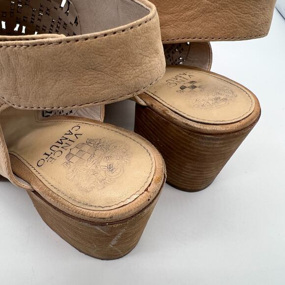 VINCE CAMUTO Women's 8M Keannie Tipsy Taupe Soft Tumbled Nubuck Strappy Sandals - Picture 6 of 9